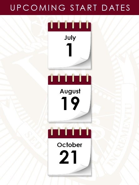 Graphic displaying start dates: October 23, January 8 and March 11