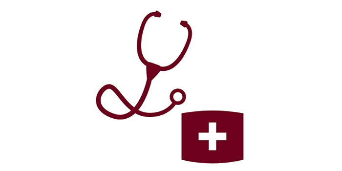 illustrated icon of a stethoscope and a medical cross