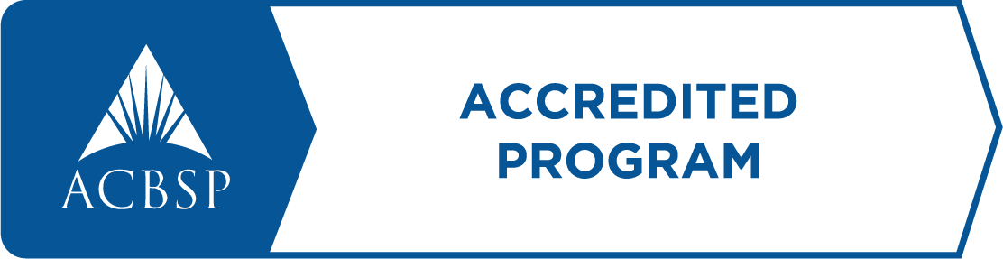 ACBSP accredited program logo featuring a stylized emblem and bold text.