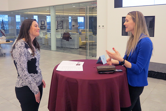 photo of a student and career mentor having a discussion