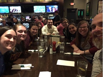 photo: Group of students out at dinner