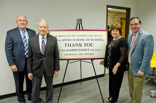President Richard Jusseaume, Bill '64 and Trina Rambo, and Vice President for Strategic Initiatives Derrick Wyman