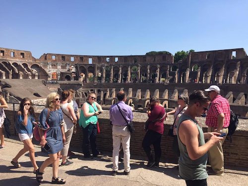 MBA students tour the Colosseum, led by Dr. Guerneiri