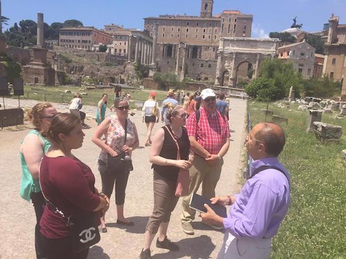 Led by Dr. Leonardo Guerneiri, MBA students tour the Roman Forum
