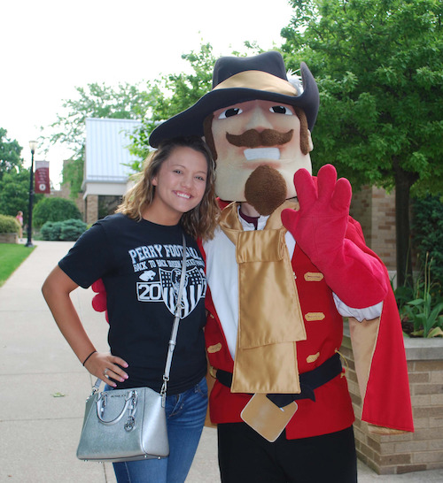 photo of student with Sir Walter