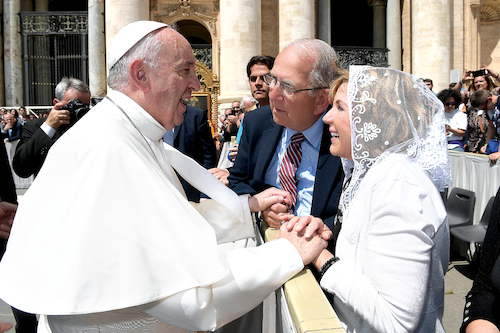 President Richard and Mrs. Terie Jusseaume with His Holiness Pope Franics